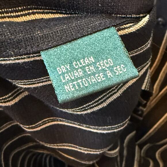 Vintage Ralph Lauren Striped Linen Oversized Beach Button Down Black Wms XXXL - Picture 8 of 10